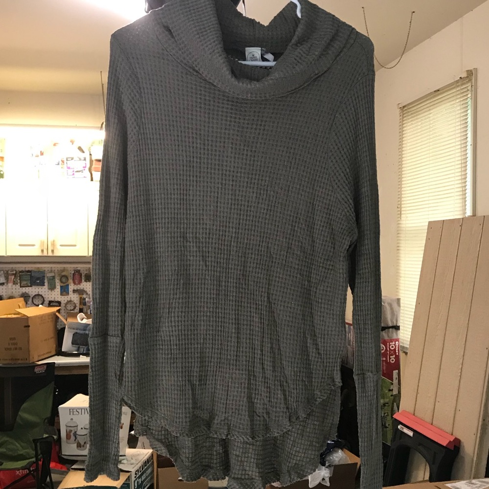 Green cowl neck sweater